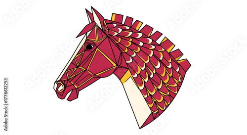 Geometric horse head illustration, vector art, design for backgrounds