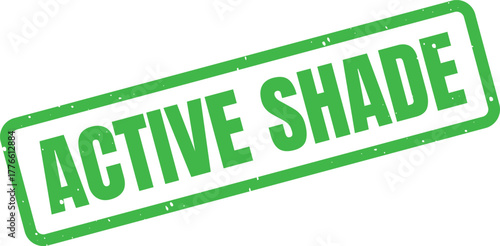 Vibrant green textured rubber stamp with the bold uppercase words Active Shade