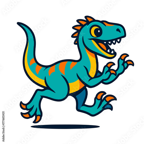 Running Velociraptor Dinosaur color vector