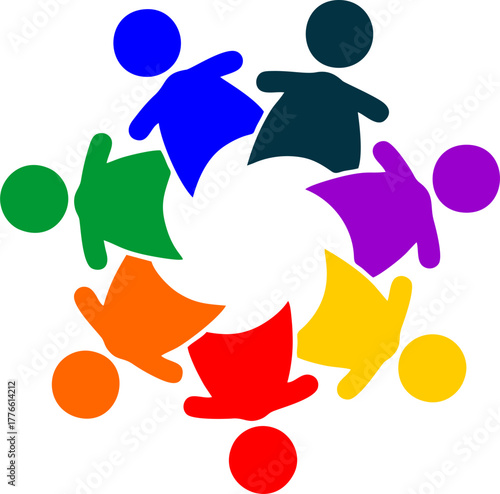 Colorful People in Circle (seven figures)