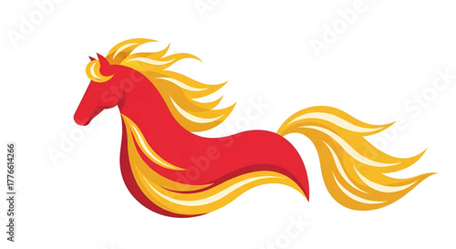 Red horse vector illustration, clip art design element, stock art