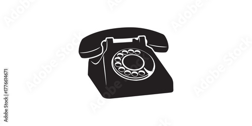 Minimal old telephone icon vector silhouette, clipart, symbol, black color silhouette. Pro Vector. Classic retro telephone icon in black silhouette style. Vector illustration, symbol, and clipart .