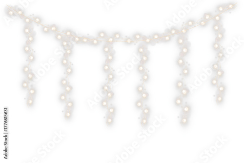 Christmas glowing lights isolated on transparent background. For New Year's and holiday decorations.