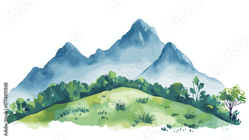 Monserrate Mountain. Monserrate Mountain hand drawn watercolor illustration