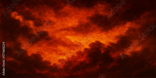 Dramatic abstract fire flames background loop with orange and red light in the dark evening sky
