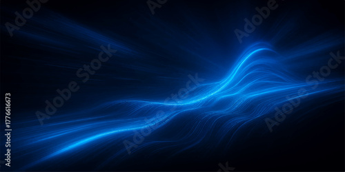 Abstract blue fractal wave motion with glowing lines and a subtle smoke texture