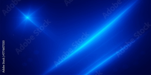 Abstract blue light wave motion with glowing lines and star design for a dark space background illustration