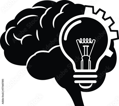 Brain Idea Lightbulb Thinking Creativity Innovation Invention Concept Vector Illustration Design Icon Solution Symbol