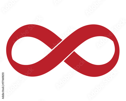 Red Infinity Symbol on White Background Concept of Eternity and Limitless