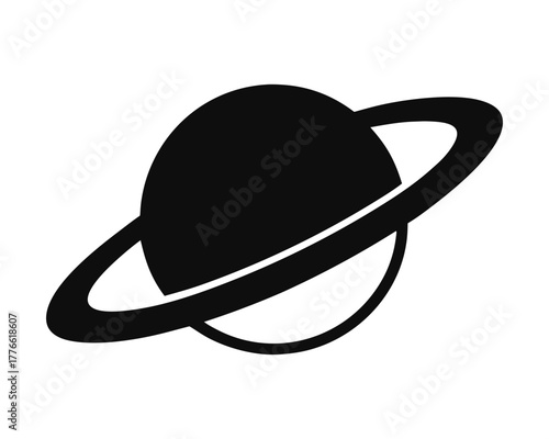 Simple Saturn planet icon black and white vector illustration design