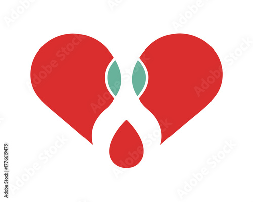 World diabetes day blood drop with heart symbol awareness concept