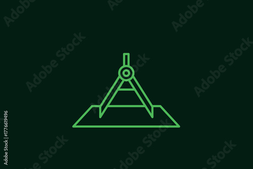 compass and drawing illustration in flat style design. Vector illustration.	