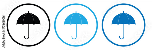 colored umbrella icon set, umbrella sign, vector illustration