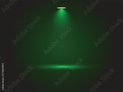 Creative vector illustration of bright green lighting spotlights, glowing beams isolated on a transparent background. Vibrant stage illumination effect for concerts, parties, or scenes.
