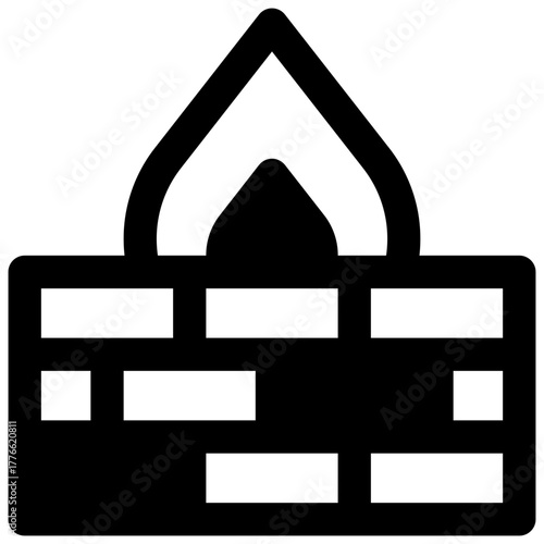 Firewall. Outlined stroke vector icon with black-filled details.