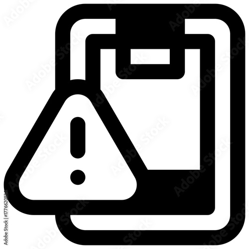 Incident report. Outlined stroke vector icon with black-filled details.