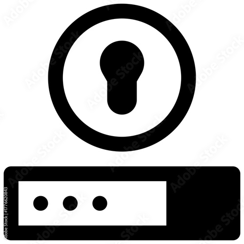 Password. Outlined stroke vector icon with black-filled details.