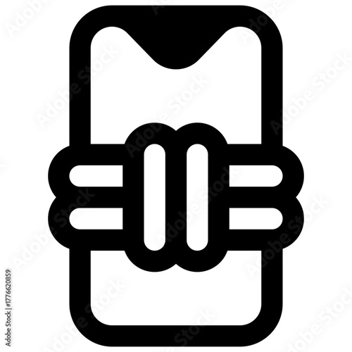 Ransomware. Outlined stroke vector icon with black-filled details.