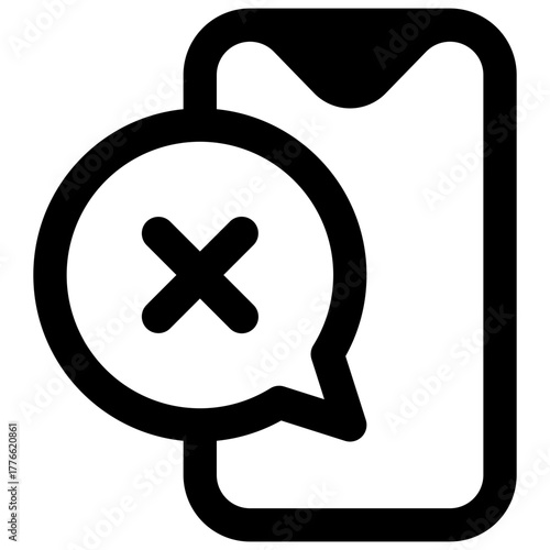 Smishing. Outlined stroke vector icon with black-filled details.