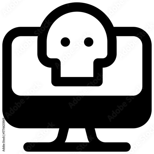 Scareware. Outlined stroke vector icon with black-filled details.