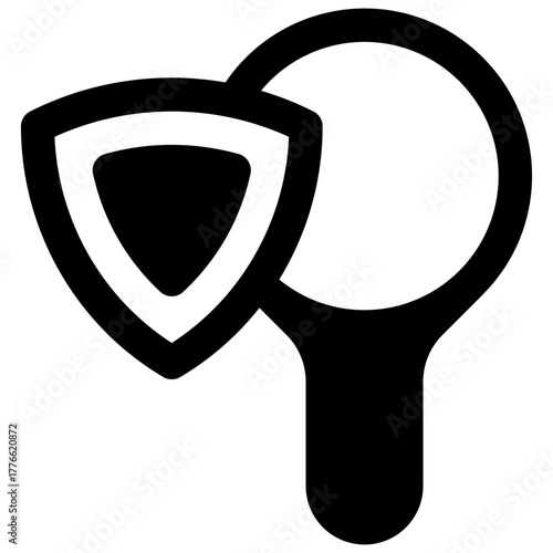 Safe browsing. Outlined stroke vector icon with black-filled details.