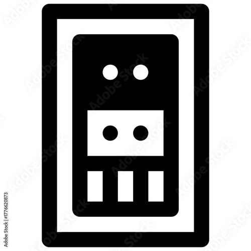 Server. Outlined stroke vector icon with black-filled details.