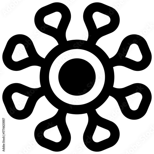 Virus. Outlined stroke vector icon with black-filled details.
