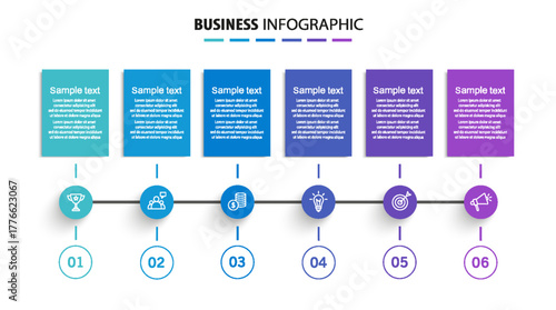 Business vector infographic design template with icons and 6 options or steps	
