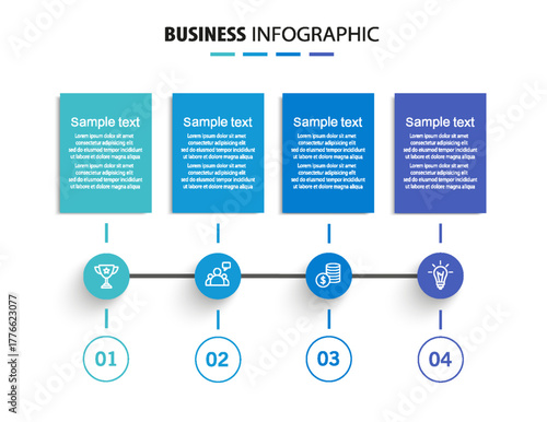 Business infographic design template with 4 options, steps or processes	

