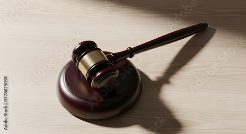 Symbolic image of justice and legal proceedings with a judge's gavel