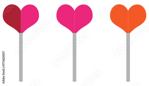 Pink heart lollipop illustration Valentine sweet design