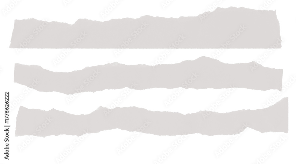 Naklejka premium Three torn grey paper strips with jagged edges for design elements