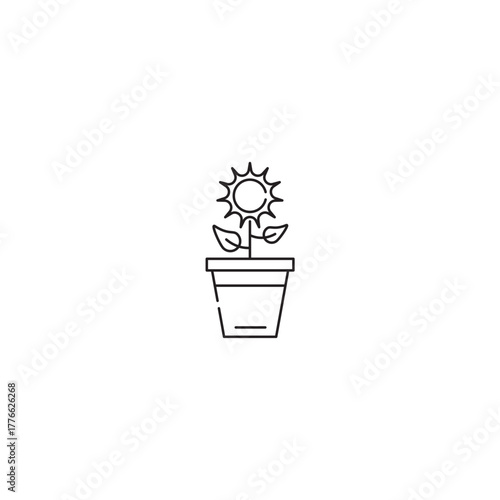 Flower Pot icon, sunflower Symbol Outline icon Transparent background Editable Stroke