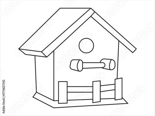 Line Art Bird Feeder Outline Drawing - Seed Hopper Coloring Page