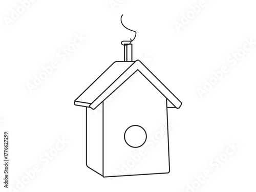 Minimal Hanging Birdhouse Line Art Vector