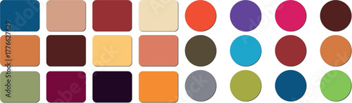 Color circle and palette colorful template set. Choice color paint icons set. color chart. autumn tone Rainbow palette, palette and circle style color swatches for web design. Vector Illustration. 