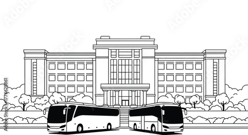 Bus transportation building travel tourism vehicle coach transport art