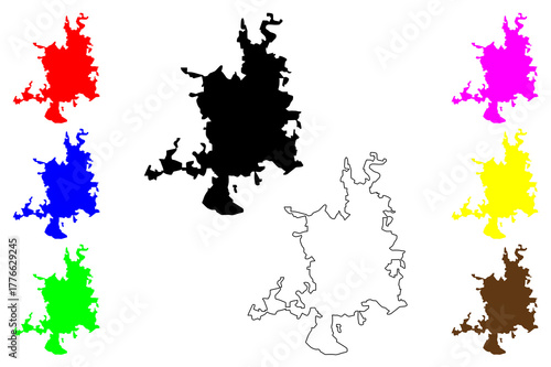 Igboho city (Federal Republic of Nigeria, Oyo State) map vector illustration, scribble sketch Igboho-Okeogun map