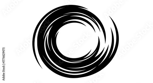 Abstract swirl black and white vortex circle design graphic art