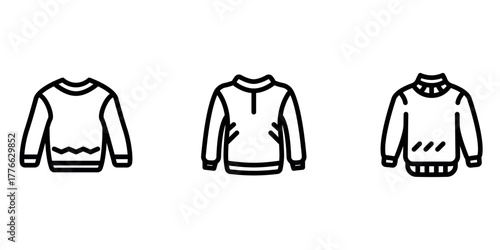 sweater outline or line icon design bundle.