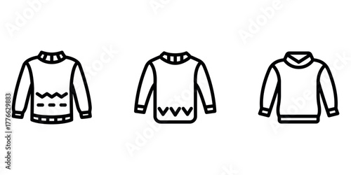 sweater outline or line icon design bundle.