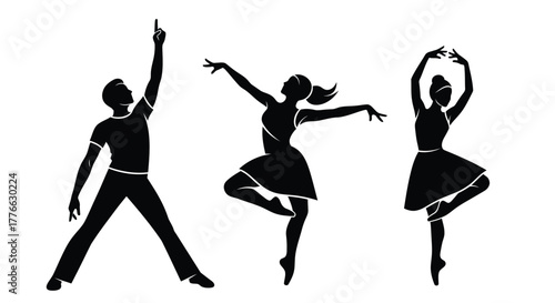 Dance dancer dancers dancing ballet silhouette vector illustration