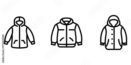winter-jacket outline or line icon design bundle.