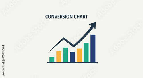 Business growth graph with arrow indicating increasing trends in data analysis