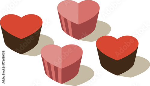 Elegant Heart Shaped Chocolates Delicious Treats Vector Illustration