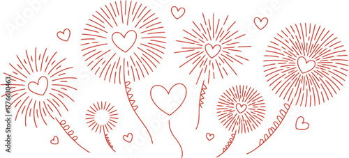 Elegant Heart Shaped Fireworks Set Love Vector Illustration Design
