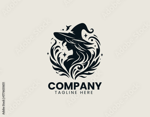 Nature Witch black vector logo illustration
