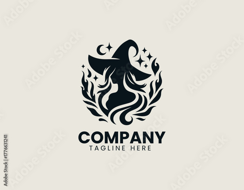 Nature Witch black vector logo illustration