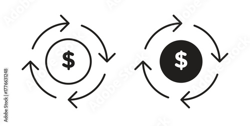 Cash flow icon line. eps 10 vector illustration