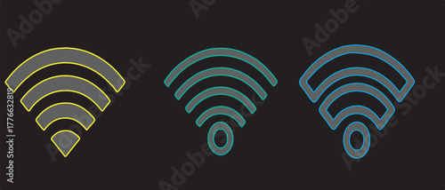 liquid glass Wi-Fi colorful symbols set, vector illustration